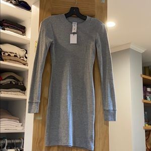 Gray waffle fitted dress